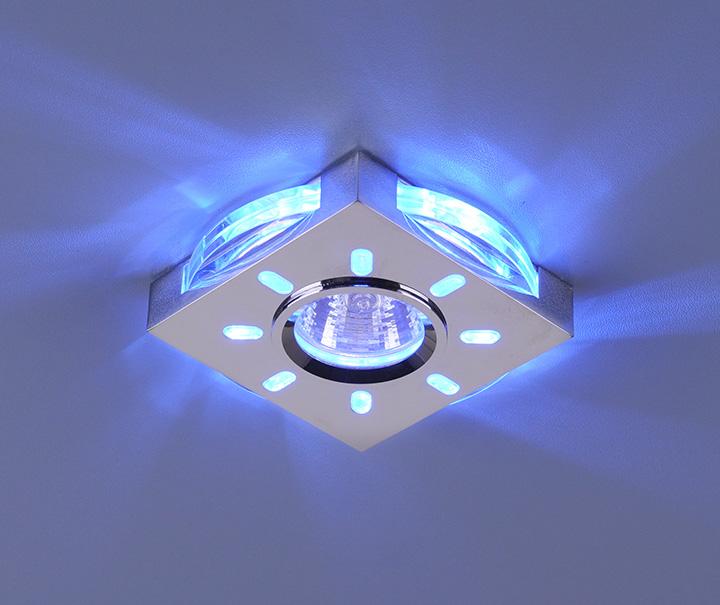 Встраиваемый светильник с двойной подсветкой Elektrostandard 1051 MR16 хром/синий 4690389030635