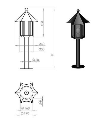 Русские фонари Милан столб прямой 70 см 110-31/bgg-07