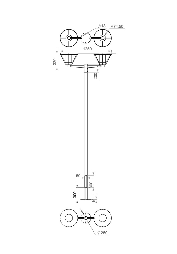 Русские фонари Muse столб двухголовый 650-42/b-02