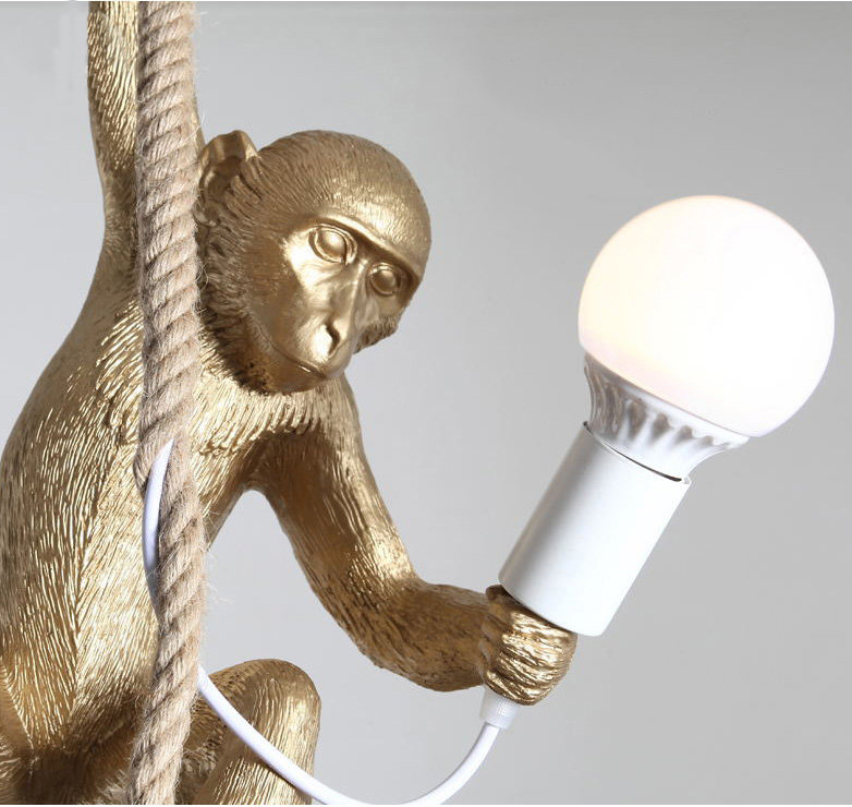 Seletti Monkey Gold Lamp Ceiling Светильник Обезьяна с Лампой