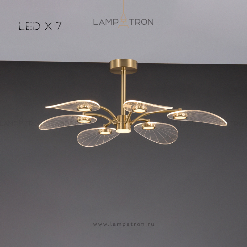 Серия потолочных светодиодных люстр с круглыми плафонами внутри прозрачных лепестков Lampatron SEVERA CH