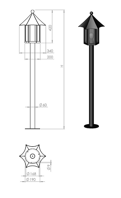 Русские фонари Милан столб прямой 1,5 м 110-41/bgg-07