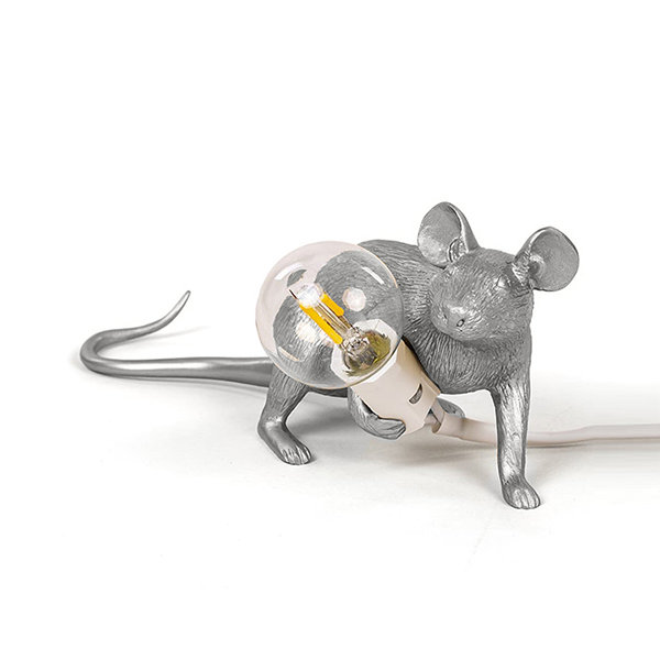 Seletti Mouse Lamp #3 Silver H8 Настольная Лампа Мышь