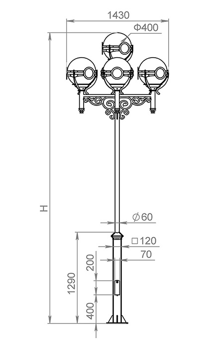 Русские фонари Versailles парковый светильник (5 голов) 520-45/b-30