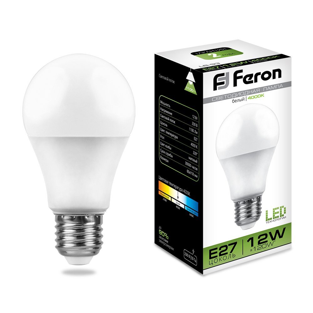 Лампа светодиодная Feron LB-93 25487 E27 12W 4000K
