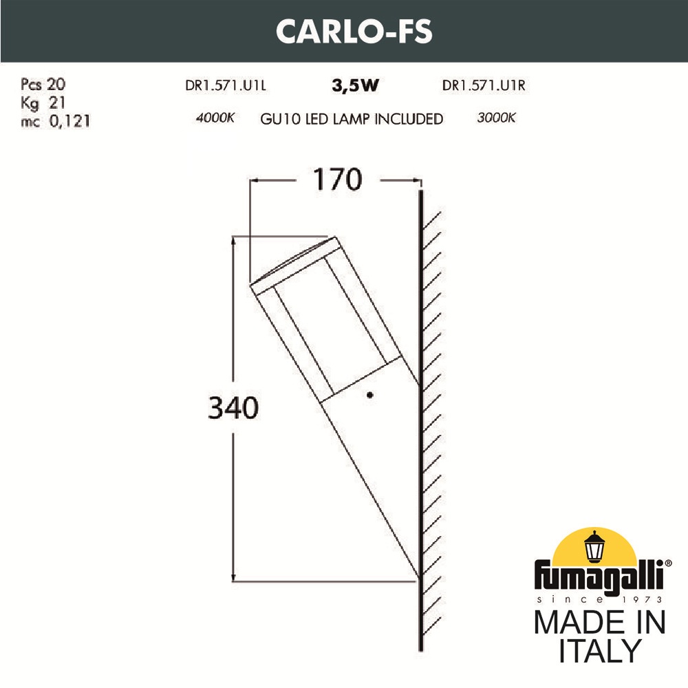 Светильник на стену FUMAGALLI CARLO-FS DR1.571.000.WXU1L