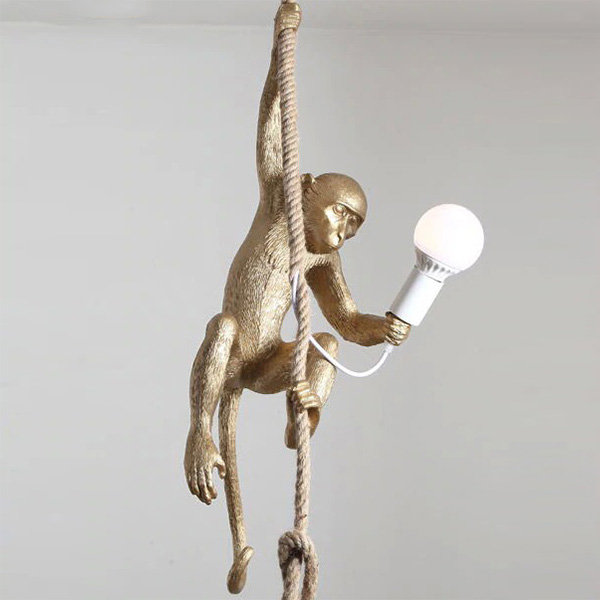 Seletti Monkey Gold Lamp Ceiling Светильник Обезьяна с Лампой