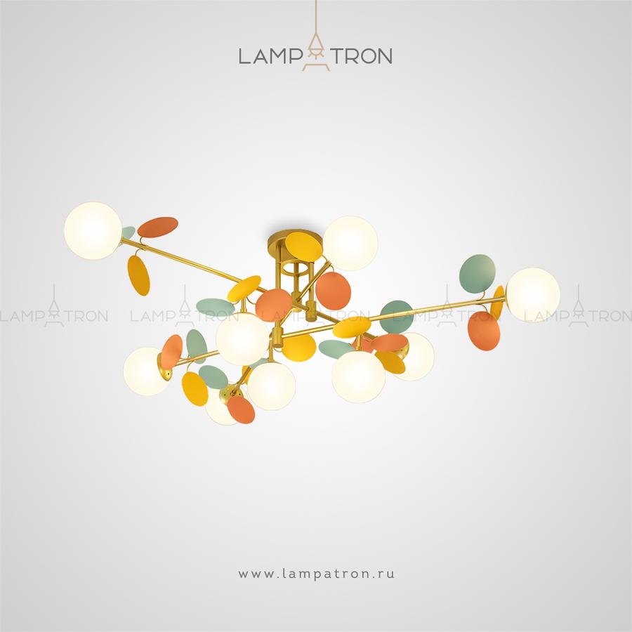 Серия потолочный люстр с шарообразными матовыми плафонами и декором в виде множества разноцветных дисков Lampatron MATISSE B