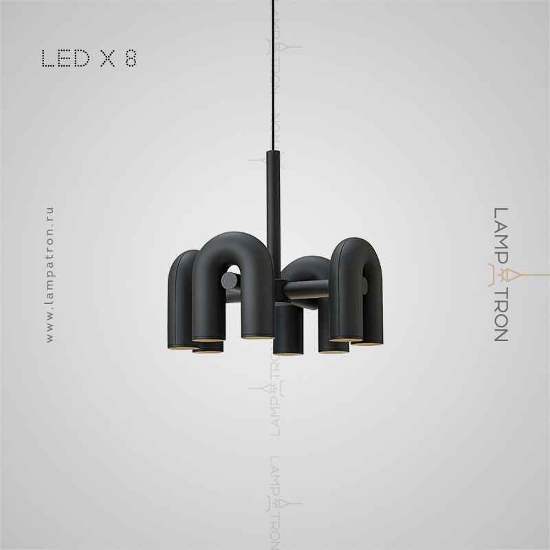 Серия дизайнерских светодиодных люстр с дугообразными трубчатыми плафонами Lampatron FANNY