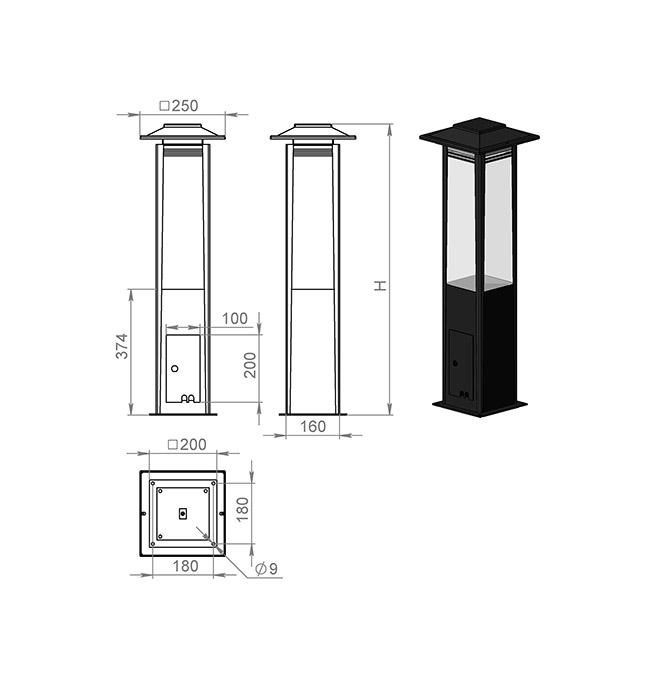 Русские фонари Новара столб с розетками 90 см 330-40/bg-11