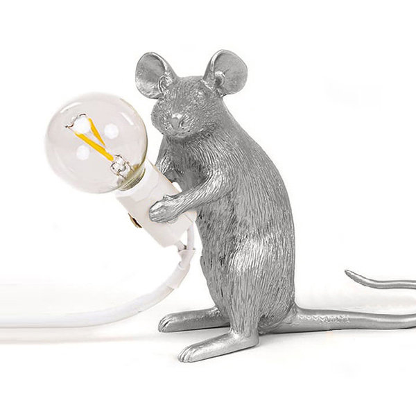 Seletti Mouse Lamp #2 Silver H12 Настольная Лампа Мышь