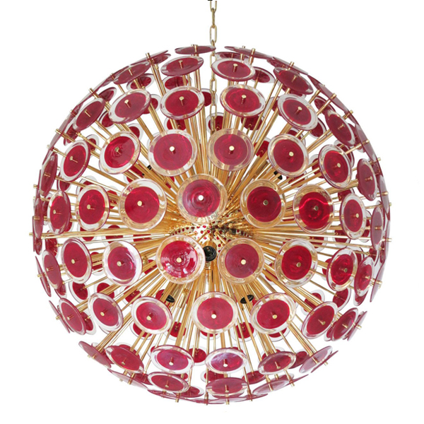 Murano Red Disco Glass Sputnik Chandelier Vistosi Loft Concept 40.1581.MT.BL.RU