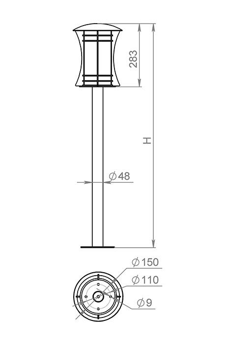 Русские фонари Бордо столб 40 см 180-31/b-01