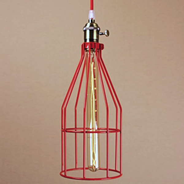 Подвесной светильник Wire Cage Pendant Twix Red Loft Concept 40.666