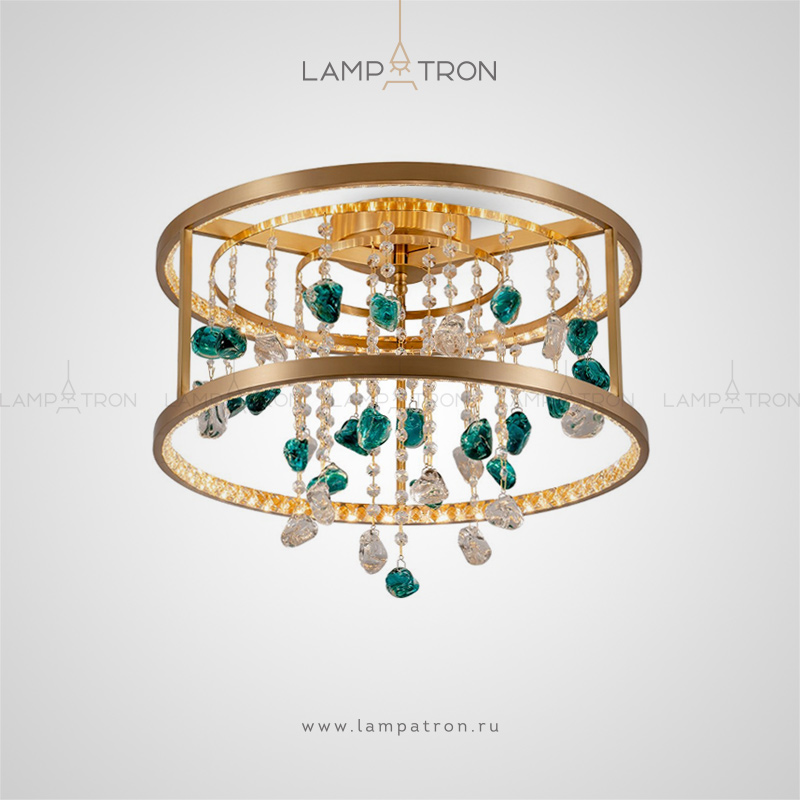 Серия потолочных люстр на кольцевом каркасе с контурным LED-свечением и декором в виде подвесок из хрустальных камней Lampatron PANDORA