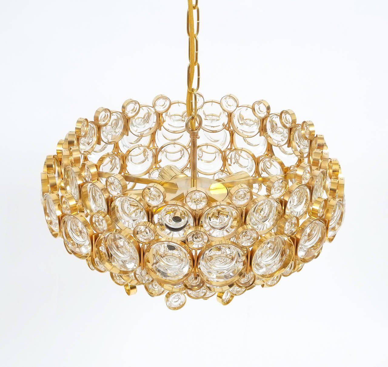 Люстра подвесная LED7 Future Lighting Palwa - Large Gold Brass and Glass Chandelier 1960