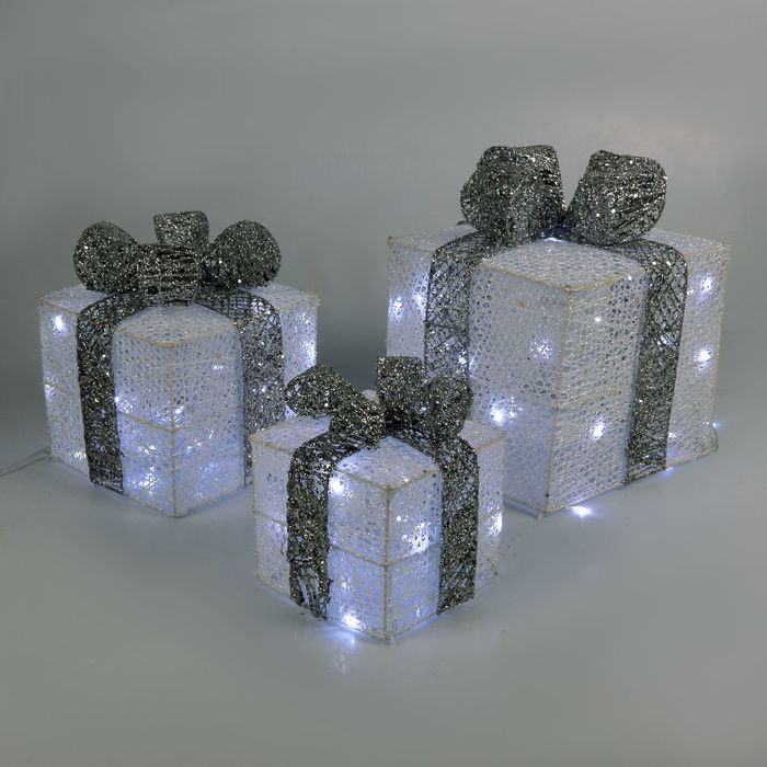 Фигура ткань. "Подарки" Кубы серые 15х20х25 см Luazon Lighting 2315222