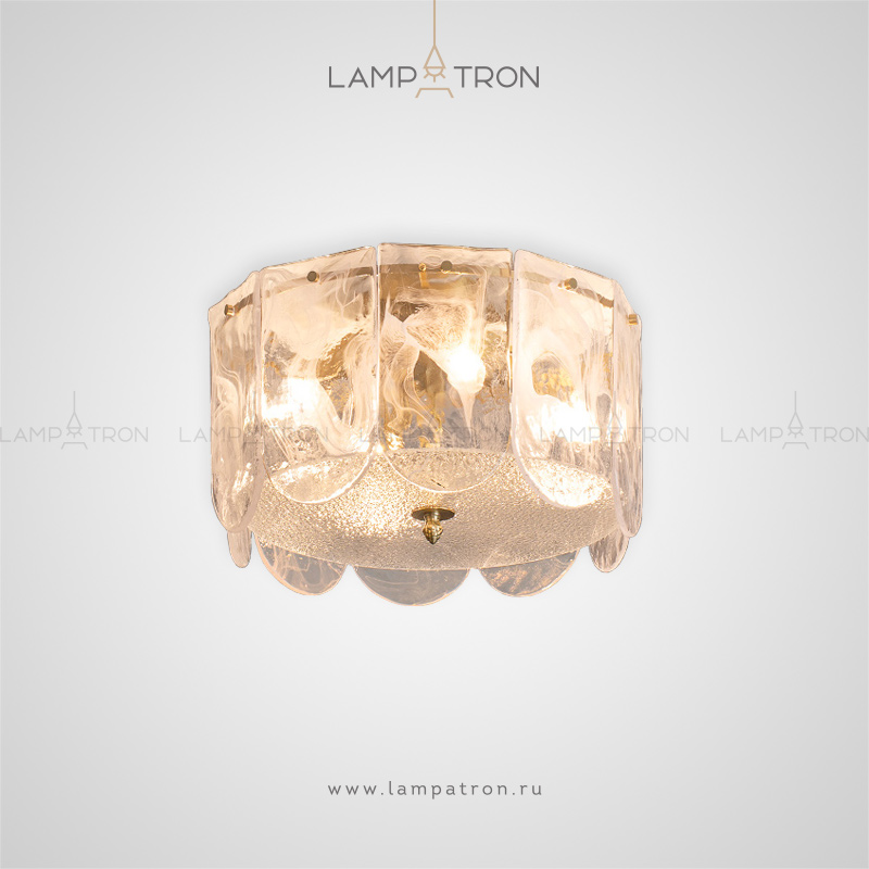 Серия потолочных люстр с абажурами из округлых стеклянных пластин с эффектом «Белый дым» Lampatron KATALINA CH
