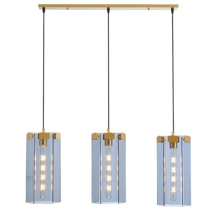 Люстра Rectangle Gray Glass Pendant Lamp 3 Loft Concept 40.2082-0