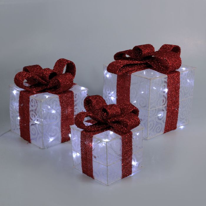 Фигура ткань. "Подарки" Кубы белые 15х20х25 см Luazon Lighting 2315221
