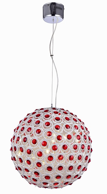 SL531.513.15 — Люстра подвесная хрустальная ST Luce, 15 ламп, хром, белый с красным