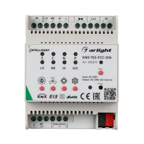 INTELLIGENT ARLIGHT Контроллер фанкойла KNX-703-FCC-DIN (230V, 3x6A) Arlight 025673