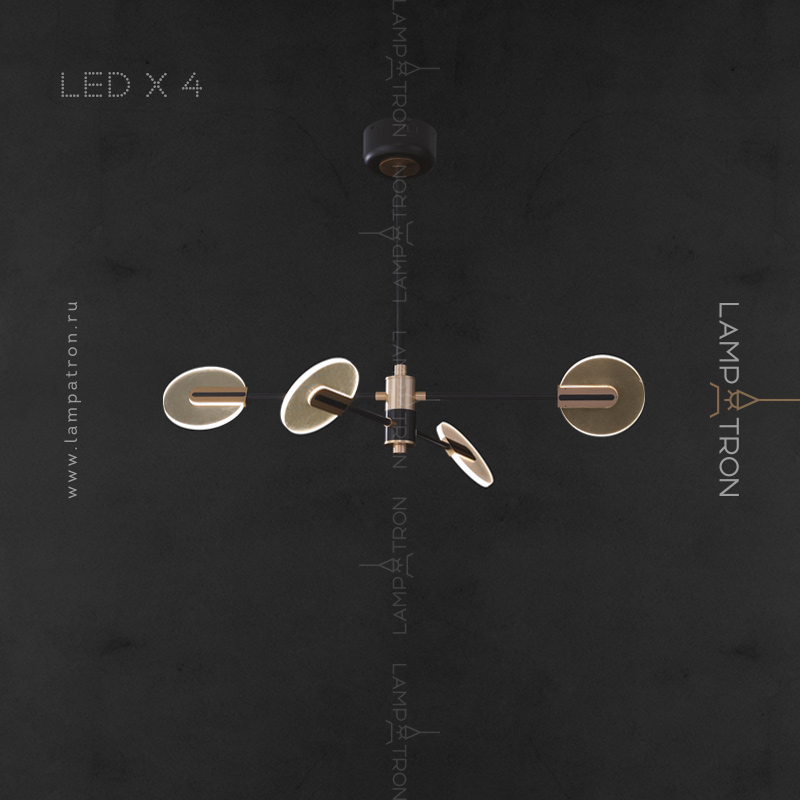 Серия светодиодных люстр на лучевом каркасе с дисковидными поворотными плафонами с точечным паттерном Lampatron CONNECT
