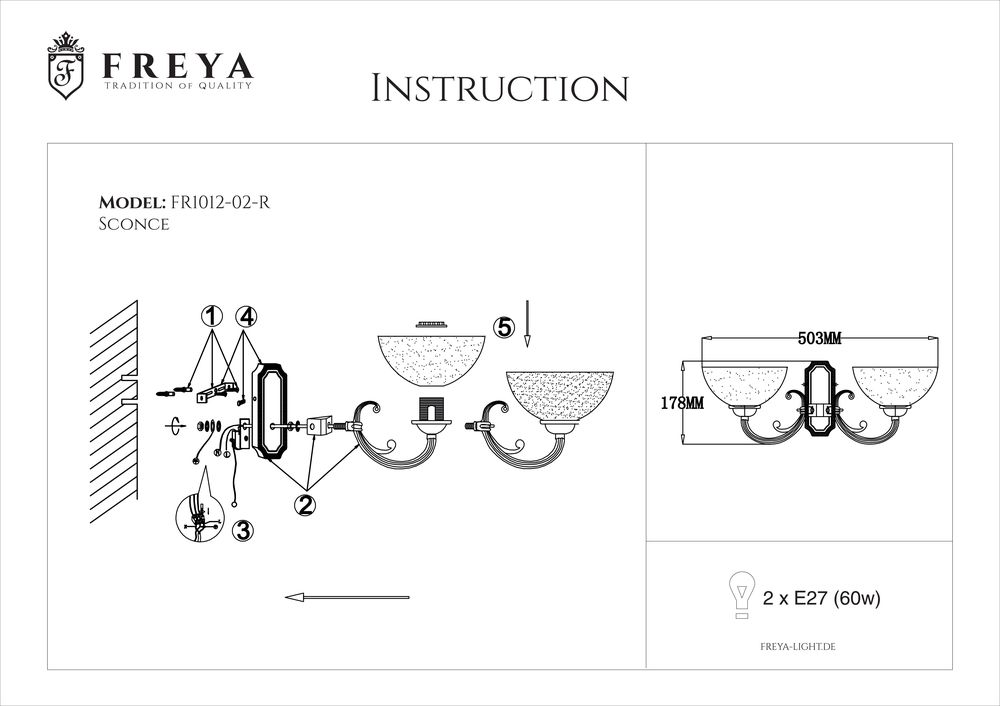 Бра Freya Herbert FR2012-WL-02-BZ