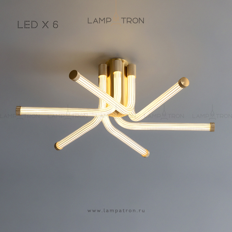Серия потолочных светодиодных люстр с угловыми трубчатыми плафонами Lampatron RAUGLA