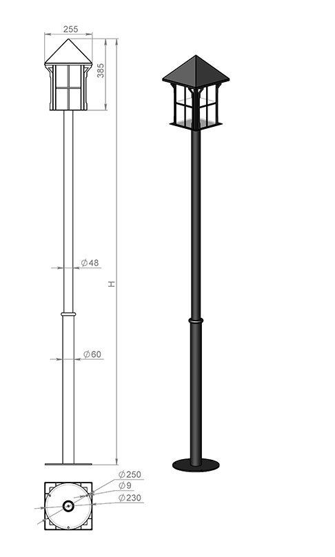 Русские фонари Монреаль столб прямой 2.2 м 320-63/bgg-11