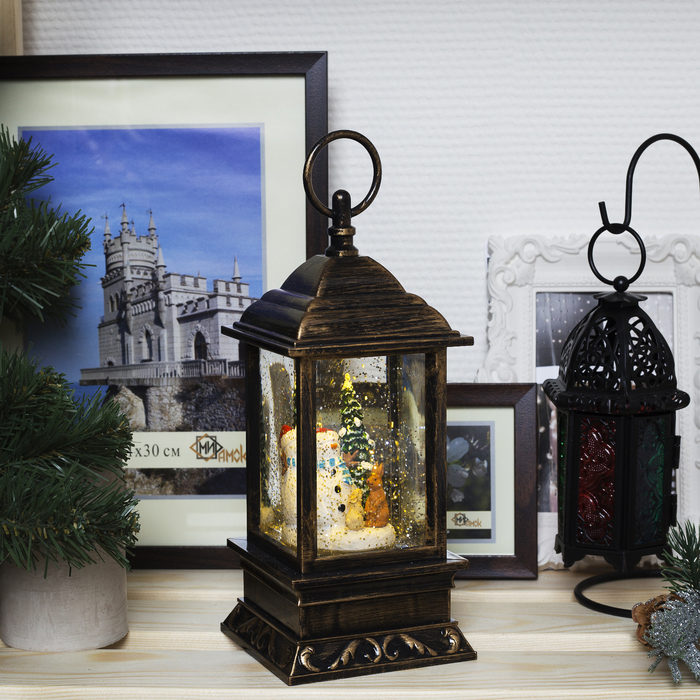 Фигура световая новогодний фонарик "Снеговик и заяц" Luazon Lighting 3669443