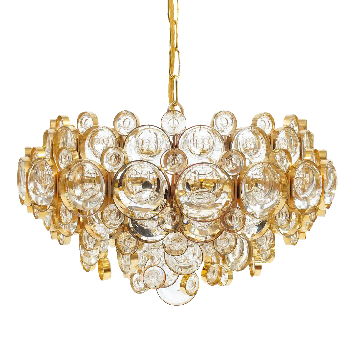 Люстра подвесная LED7 Future Lighting Palwa - Large Gold Brass and Glass Chandelier 1960