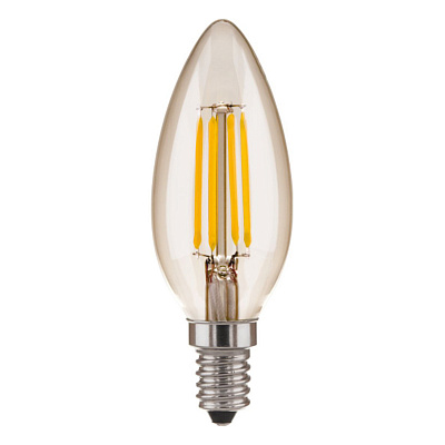 Лампа светодиодная филаментная E14 5W 4200K свеча прозрачная 4690389085895