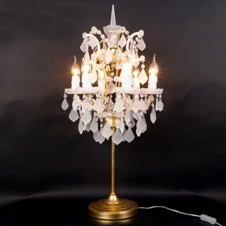 Настольная лампа 19TH C. ROCOCO IRON & White Matt CRYSTAL Table Lamp Loft Concept 43.317