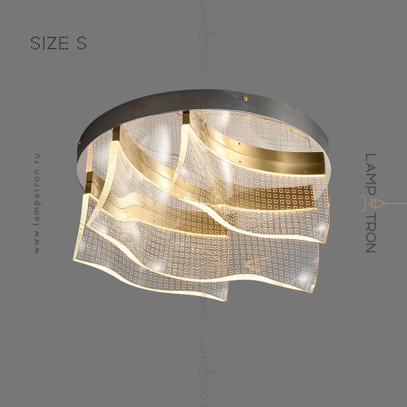 Серия потолочных светодиодных люстр с прозрачными перфорированными плафонами в виде прямоугольных пластин Lampatron DEMI DISK