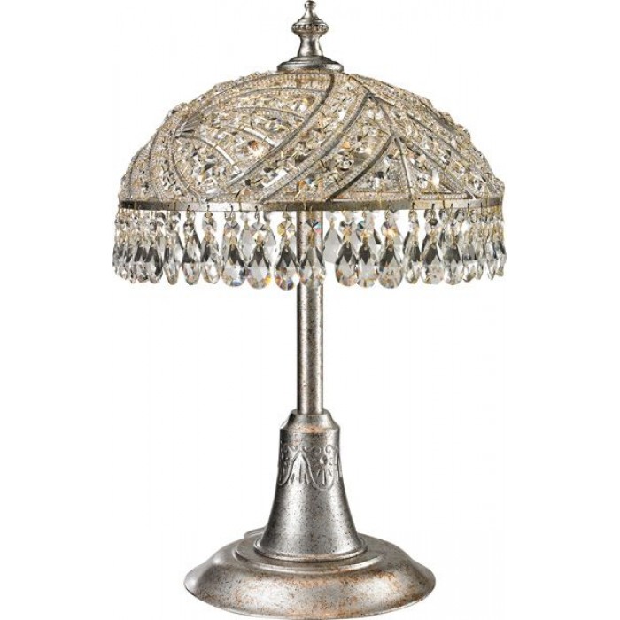 650-02-49 - Настольная лампа хрустальная N-Light, 2 лампы, серебро