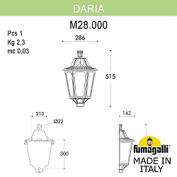 Накладной светильник Fumagalli M28.000.000.AYE27 в стиле Классический. Коллекция DARIA. Подходит для интерьера 