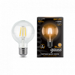 Лампа светодиодная Gauss 105802106 в стиле . Коллекция Filament G95. Подходит для интерьера 