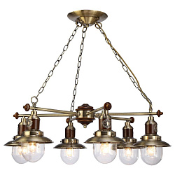 Подвесная люстра Arte Lamp A4524LM-6AB в стиле Лофт. Коллекция Sailor. Подходит для интерьера ресторанов 