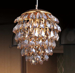 Подвесной светильник Crystal Lux Charme SP3+3 LED Gold/Amber в стиле Арт-деко. Коллекция Charme. Подходит для интерьера Для гостиной 